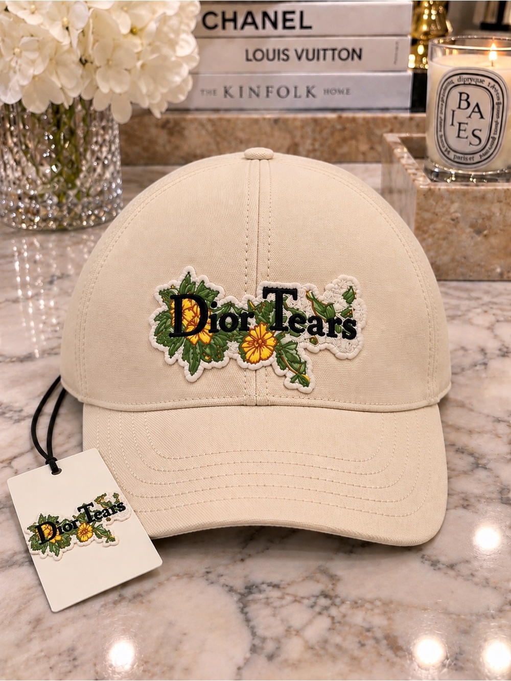 Dior x Denim Tears “Dior Tears” Baseball Cap – Beige/Multicolor